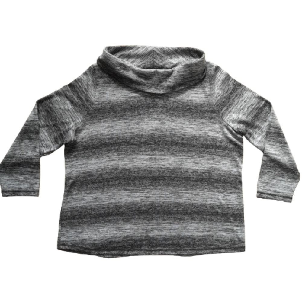 TALBOTS WOMAN  Black Gray Ombre  Cowl Neck Sweater Tunic Top 3X Office Wear